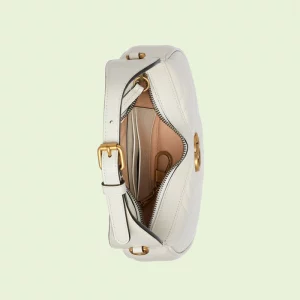 GUCCI GG Marmont Half-Moon-Shaped Mini Bag - White Leather