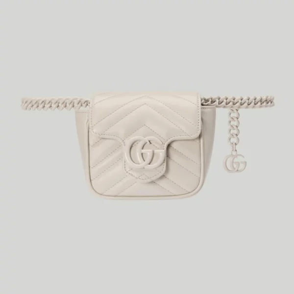 GUCCI GG Marmont Matelassé Belt Bag - White Leather