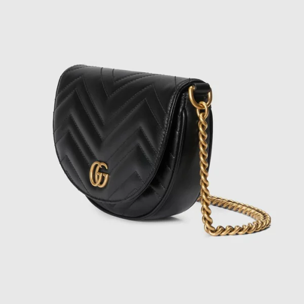 GUCCI GG Marmont Matelassé Chain Mini Bag - Black Leather