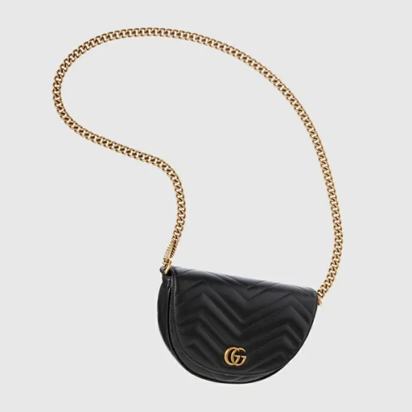 GUCCI GG Marmont Matelassé Chain Mini Bag - Black Leather