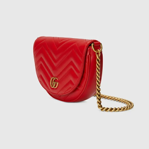 GUCCI GG Marmont Matelassé Chain Mini Bag - Red Leather