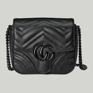 GUCCI GG Marmont Matelassé Shoulder Bag - Black Leather