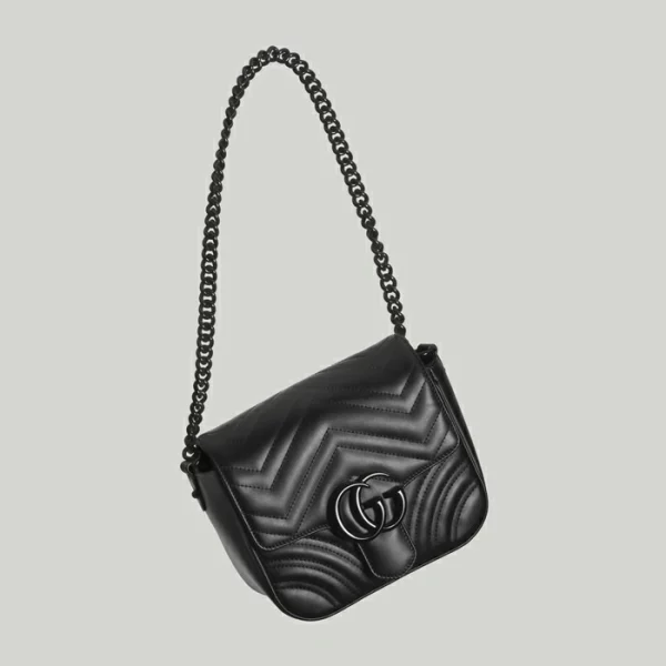 GUCCI GG Marmont Matelassé Shoulder Bag - Black Leather