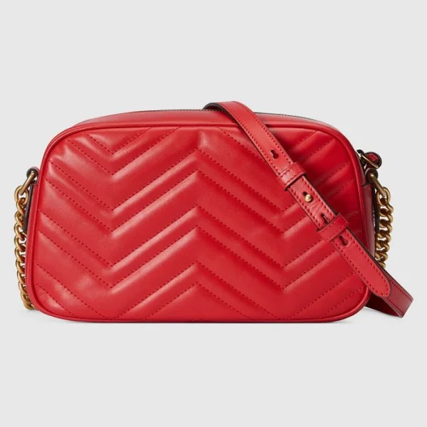 GUCCI GG Marmont Matelassé Small Shoulder Bag - Red Leather
