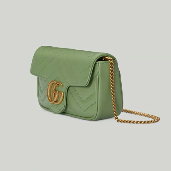 GUCCI GG Marmont Matelassé Super Mini Bag - Sage Green Leather