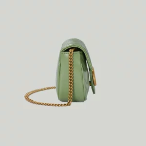 GUCCI GG Marmont Matelassé Super Mini Bag - Sage Green Leather