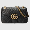 GUCCI GG Marmont Medium Shoulder Bag - Black Leather