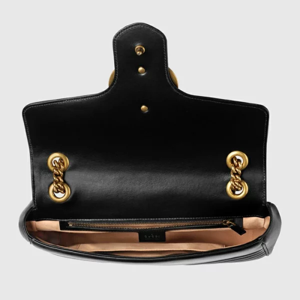 GUCCI GG Marmont Medium Shoulder Bag - Black Leather
