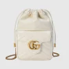 GUCCI GG Marmont Mini Bucket Bag - White Leather