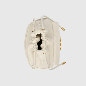 GUCCI GG Marmont Mini Bucket Bag - White Leather