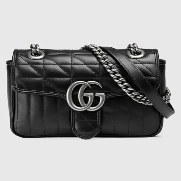 GUCCI GG Marmont Mini Shoulder Bag - Black Leather
