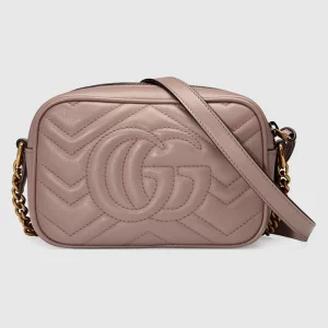 GUCCI GG Marmont Mini Shoulder Bag - Dusty Pink Matelassé Leather