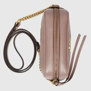 GUCCI GG Marmont Mini Shoulder Bag - Dusty Pink Matelassé Leather