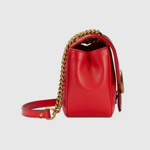 GUCCI GG Marmont Mini Shoulder Bag - Red Leather