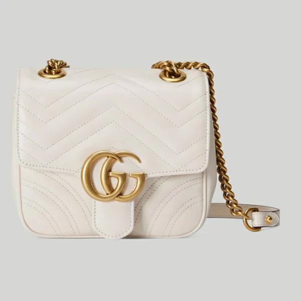 GUCCI GG Marmont Mini Shoulder Bag - White Leather