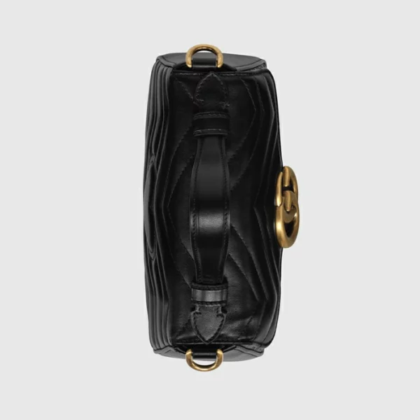 GUCCI GG Marmont Mini Top Handle Bag - Black Chevron Leather