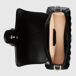 GUCCI GG Marmont Mini Top Handle Bag - Black Leather