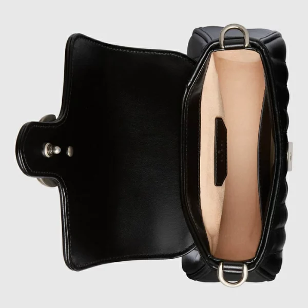 GUCCI GG Marmont Mini Top Handle Bag - Black Leather