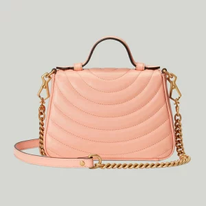GUCCI GG Marmont Mini Top Handle Bag - Peach Leather