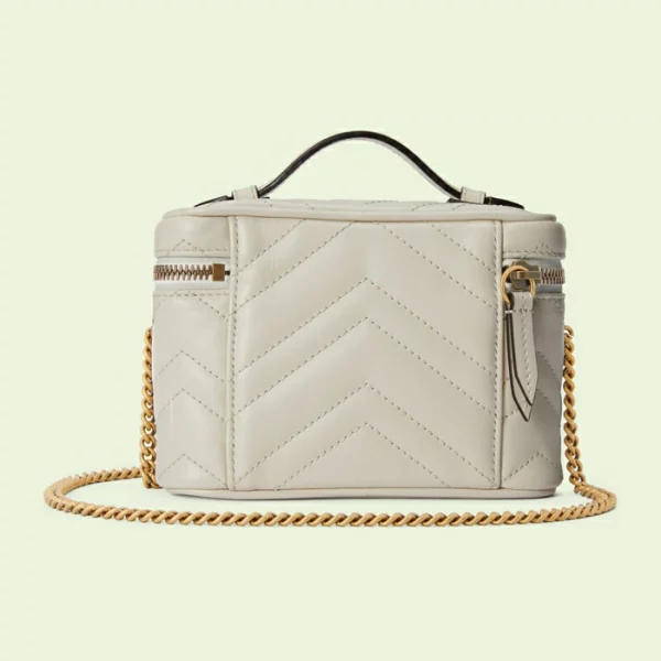 GUCCI GG Marmont Mini Top Handle Bag - White Leather