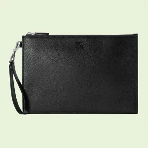 GUCCI GG Marmont Pouch - Black Leather