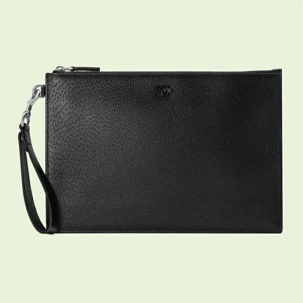 GUCCI GG Marmont Pouch - Black Leather
