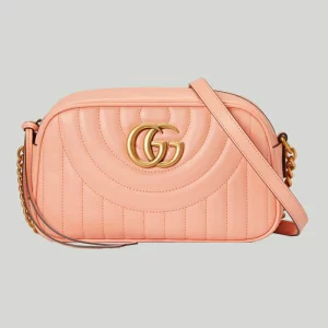 GUCCI GG Marmont Shoulder Bag - Peach Leather