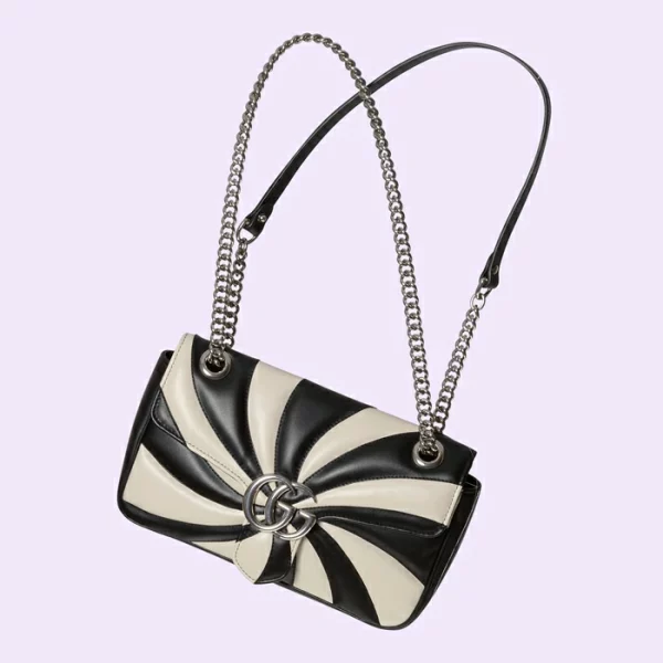 GUCCI GG Marmont Small Shoulder Bag - Black And White Leather