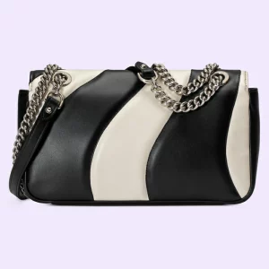 GUCCI GG Marmont Small Shoulder Bag - Black And White Leather