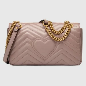 GUCCI GG Marmont Small Shoulder Bag - Dusty Pink Leather