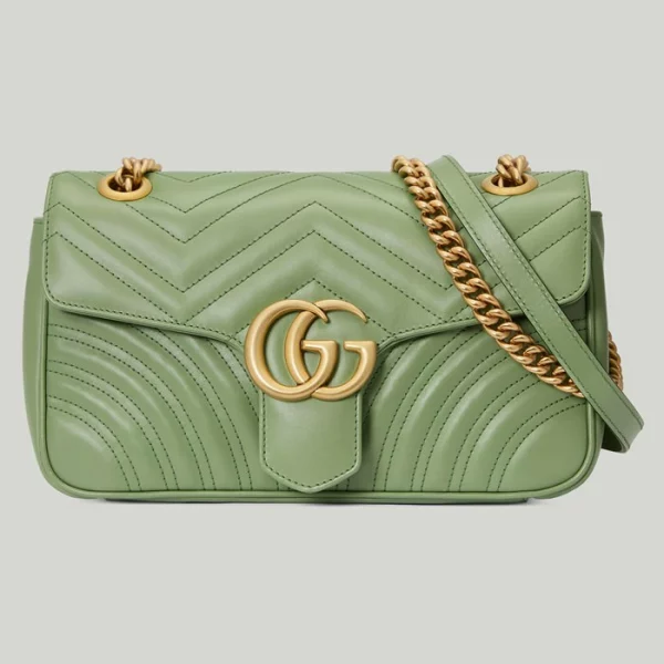 GUCCI GG Marmont Small Shoulder Bag - Sage Green Leather