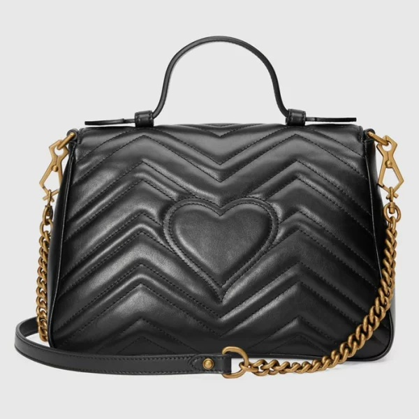 GUCCI GG Marmont Small Top Handle Bag - Black Leather