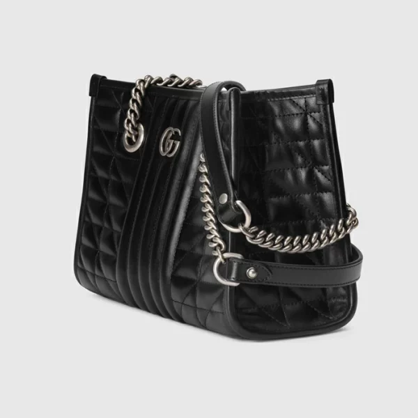 GUCCI GG Marmont Small Tote Bag - Black Leather