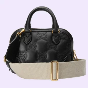 GUCCI GG Matelassé Handbag - Black Leather