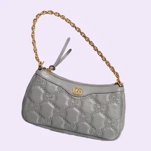 GUCCI GG Matelassé Handbag - Grey Leather