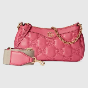GUCCI GG Matelassé Handbag - Pink Leather