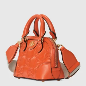 GUCCI GG Matelassé Mini Handbag - Orange Leather