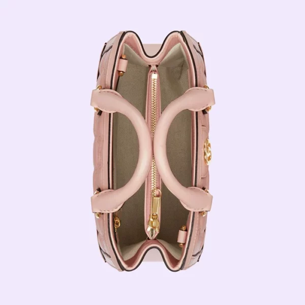 GUCCI GG Matelassé Mini Top Handle Bag - Pink Leather