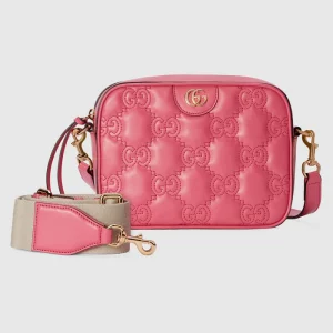GUCCI GG Matelassé Small Bag - Pink Leather