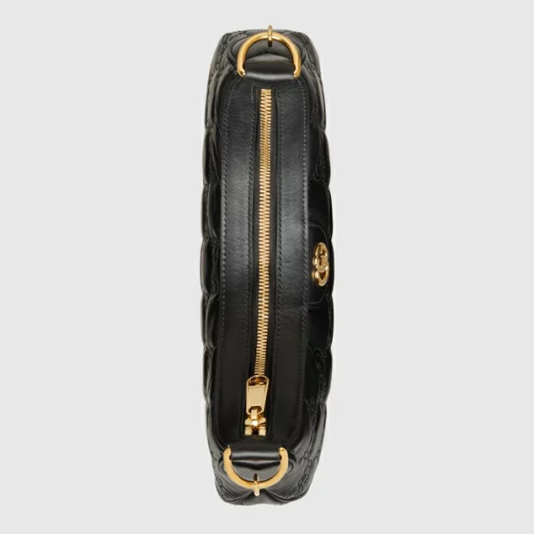 GUCCI GG Matelassé Small Shoulder Bag - Black Leather