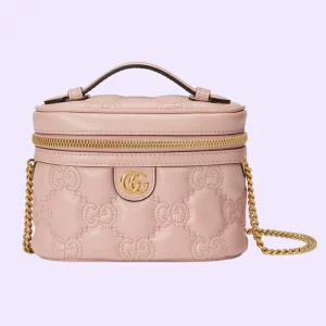 GUCCI GG Matelassé Top Handle Mini Bag - Light Pink Leather