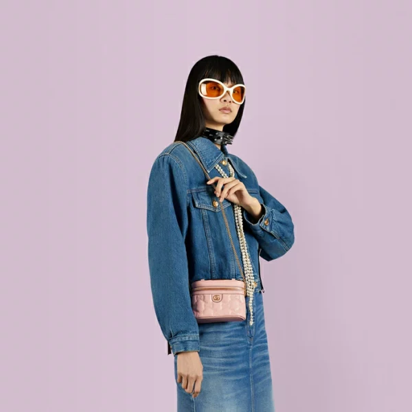 GUCCI GG Matelassé Top Handle Mini Bag - Light Pink Leather