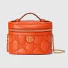 GUCCI GG Matelassé Top Handle Mini Bag - Orange Leather