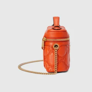 GUCCI GG Matelassé Top Handle Mini Bag - Orange Leather