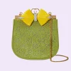 GUCCI GG Moire Fabric Handbag With Bow - Green
