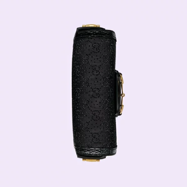 GUCCI Horsebit 1955 GG Crystal Mini Bag - Black