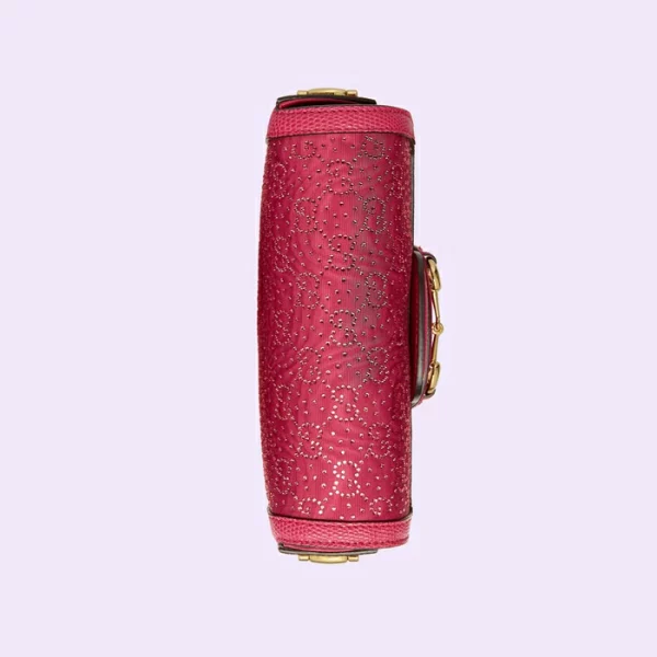 GUCCI Horsebit 1955 GG Crystal Mini Bag - Dark Red