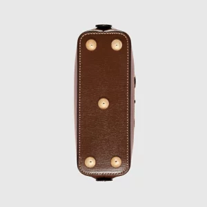 GUCCI Horsebit 1955 Mini Top Handle Bag - Gg Supreme And Brown Leather