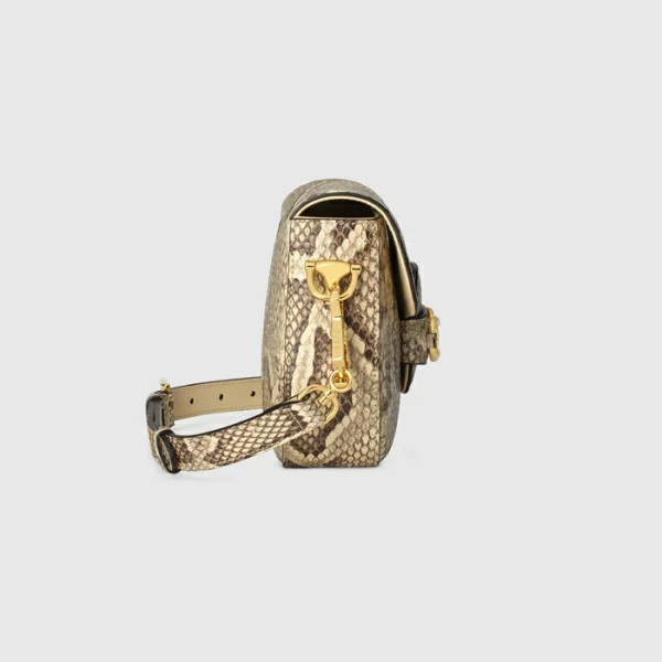 GUCCI Horsebit 1955 Python Mini Bag - Natural