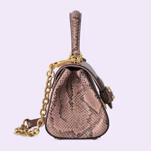 GUCCI Horsebit 1955 Python Top Handle Bag - Pink